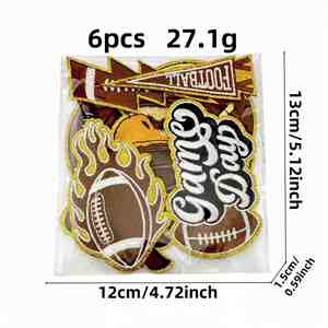 Patchs thermocollants brodés à bordure dorée, motifs sportifs, dessins animés et rugby pour vêtements et sacs - Product Image 5