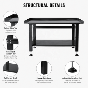 Banc de travail <span class=keywords><strong>en</strong></span> acier robuste avec <span class=keywords><strong>tiroirs</strong></span> verrouillables et pieds réglables pour atelier industriel et garage - Direct usine - Product Image 4