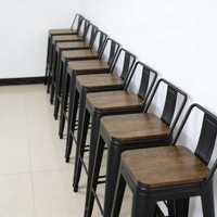Tabouret de bar haut en métal de style industriel, siège en bois naturel, empilable pour l'extérieur, décoration LOFT, bars, cafés, hôtels, salle à manger, ergonomique