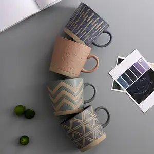 Taza de cerámica de estilo nórdico retro para amantes de la Oficina, taza de café de cerámica rugosa INS para el hogar