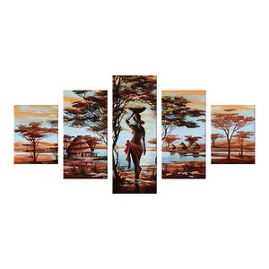 Moderno CONJUNTO <span class=keywords><strong>DE</strong></span> 5 piezas abstracto africano Mujer paisaje lienzo arte pintura personalizada sala <span class=keywords><strong>de</strong></span> estar decoración del hogar pintura <span class=keywords><strong>de</strong></span> pared - Product Image 6
