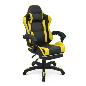 Дешевое эргономичное кресло NBHY, вращающееся гоночное желтое игровое компьютерное кресло с подлокотником и подставкой для ног