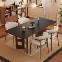 Table à manger rectangulaire de style médiéval, en dalle de pierre antique, assemblée, pour restaurant, mobilier de salle à manger, nouveau style 2026