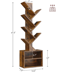 Estantería para Libros de 6 Niveles, Librería Pequeña con Gabinete de Almacenamiento, Estanterías Modernas Altas y Estrechas, Organizador de Libros de Pie - Product Image 2
