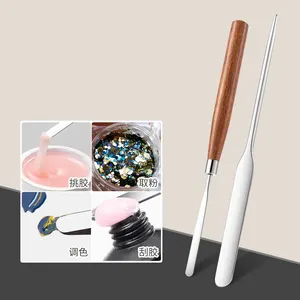 Toptan paslanmaz çelik tırnak sanat paleti sopa karıştırma çubuğu mikser sanatçı aracı Metal makyaj spatula Nail Art karıştırma çubuğu aracı