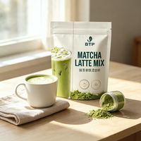 Mélange pour Latte au Matcha BTP en Sachet Doypack PE Recyclable, Design Gaufré, Poudre de Matcha Japonaise Bio Sans Produits Laitiers, Instantanée, 15 Portions