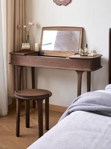 Table de toilette de petite taille en bois massif de chêne d'Amérique du Nord, style antique simple, avec couvercle rabattable multi-plis et miroir, table de <span class=keywords><strong>maquillage</strong></span> - Product Image 3