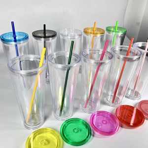Gobelet DIY à paillettes remplissable 24oz 720ml, double paroi, en plastique transparent avec paille, design couleur personnalisé, idéal pour fêtes, célébrations, cadeaux - Product Image 2