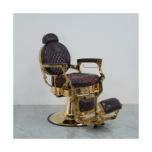 High Quality Manufacturer Hair Salon Equipment Barber Chair Hydraulic Pump Reclining Chair Gold Frame Styling Chair