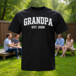 T-shirt Grandpa Est 2026 Nera Unisex in cotone, maglietta promozionale - Product Image 3