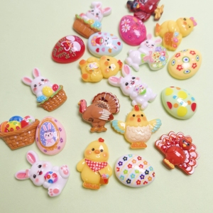 Mini Dijes <span class=keywords><strong>de</strong></span> Resina <span class=keywords><strong>de</strong></span> Pascua - 100 Piezas/Lote, Figuras <span class=keywords><strong>de</strong></span> Conejo, Huevos, Cesta <span class=keywords><strong>y</strong></span> Pollito con Base Plana para Manualidades <span class=keywords><strong>y</strong></span> Decoración <span class=keywords><strong>de</strong></span> Fiestas - Product Image 2