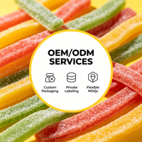 Zure Regenboog Bandjes Gummy Candy Zure Coating Multi-smaak Fruitstrips Halal Gecertificeerd Groothandel