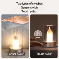 Lampe de table LED intelligente portable en gros pour Restaurant Café Bar Sans fil USB Rechargeable Capteur Contrôle Bougie en verre