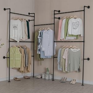 Công Nghiệp Ống Quần Áo Giá Nhiệm Vụ Nặng Nề Có Thể Tháo Rời Treo Tường Màu Đen Sắt May Thanh Quần Áo Cửa Hàng Hiển Thị Giá - Product Image 6