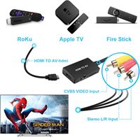 Convertidor HDMI2AV de HD a RCA Negro para AppleTV, Roku y Fire Stick