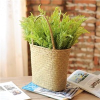 Panier de sac à main tissé aux algues, sac à main tissé à l'herbe florale pour plantes de jardin, panier cadeau à fleurs