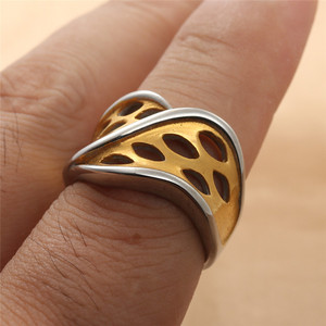 European American Style <b>Titanium</b> Steel Hollow <b>Ring</b> Geometric Retro Punk Two Tone Unisex Fashion Jewelry 290113 - Product Image 4