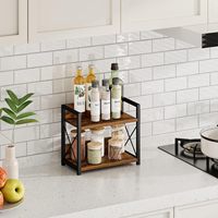 Étagère de rangement double couche en fer pour comptoirs de cuisine, condiments, cosmétiques, salles de bain - Style vintage, étanche