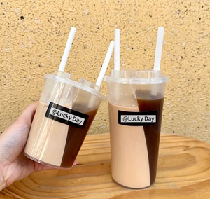 Gobelets jumeaux en plastique PP de 24 oz (700 ml) à double compartiment pour jus, avec couvercle et étiquette IML, pour bubble tea - Product Image 3