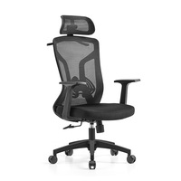Chaise de bureau ergonomique pivotante en maille avec dossier haut et base en nylon, design moderne KMJ