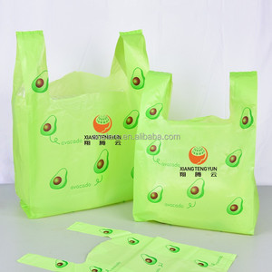 Kekuatan besar tas mudah terurai 100% tas rompi kaus belanja plastik murah untuk belanja dengan logo - Product Image 2