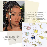 Bijoux 20 pièces Ensemble de pendentifs en tresses dorées Papillon étoile ailes feuilles Charmes Bijoux pour cheveux pour dreadlocks Accessoires