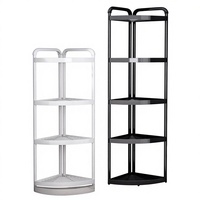 Étagère d'angle triangulaire mobile à trois niveaux en plastique pour salle de bain, avec rangement pour usage domestique