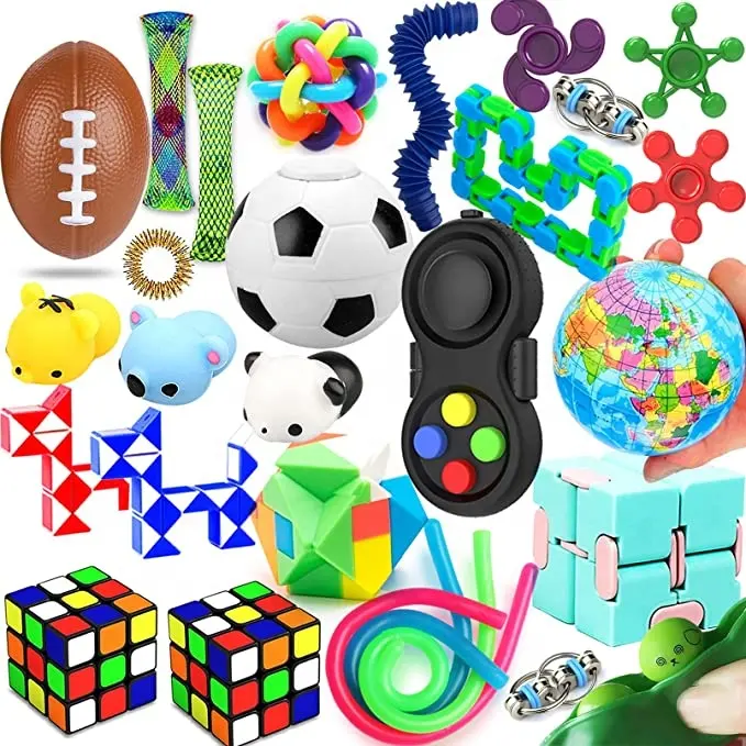 Set Mainan Sensorik, 28 Pak Mainan Fidget, Mengurangi Stres dan Kecemasan untuk Anak Dewasa, Mainan Khusus Bermacam-macam untuk Pesta Ulang Tahun