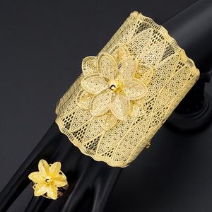 JXX Luxe – Ensemble de bijoux plaqué or 24 carats en cuivre, style Dubaï, africain, indien, pour fête, fiançailles, mariage, mariée arabe - Product Image 1