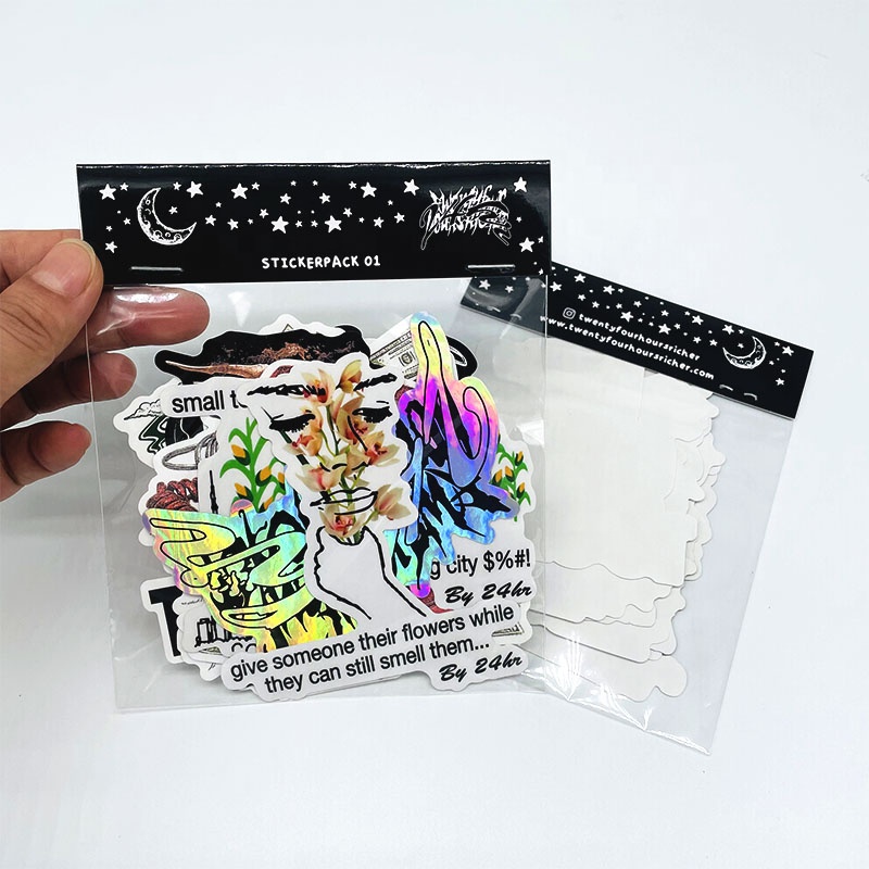 Custom Waterproof Cartoon Sticker Packs In OPP Bag For Advertising Promotion Use Pack Stickers Die Cut PVC Vinyl Sticker Packs