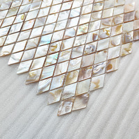 Mosaïque de coquillages en nacre blanche naturelle en forme de losange, carreaux de coquillages pour la décoration intérieure, murale