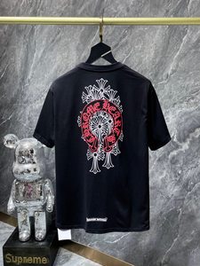 Camiseta de Manga Corta de Alta Gama para Primavera/Verano, Nueva, Clásica, Estampada con Patrón de Cruz de Herradura Grande y Sánscrito - Product Image 6