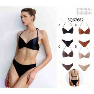 Nuovo Bikini Sexy da Donna a 2 Pezzi, Costume da Bagno Estivo da Spiaggia con Top Imbottito Halter e Slip a Vita Alta con Laccetti Laterali SQ67682 - Product Image 1