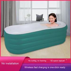 <span class=keywords><strong>Baignoire</strong></span> pliante piscine douche automatique PVC <span class=keywords><strong>baignoire</strong></span> gonflable pour adultes corps entier trempage natation maison - Product Image 2