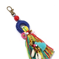 Pendentifs circulaires ethniques en coquillage contrastant avec pompons pour porte-clés, boucles d'oreilles et fermoirs de sac – En stock