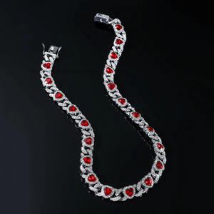 สร้อยคอรูปหัวใจแบบโอเวอร์ไซส์, สร้อยคิวบันเชน, สร้อยข้อมือแบบหัวเข็มขัด 8 ตัวอักษร, เครื่องประดับแฟชั่น Tanjing, สร้อยคอ Lijing - Product Image 2