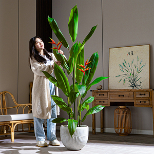 Haute Qualité Artificielle Oiseau Paradis Arbre Plantes Vertes Polyéthylène En Plastique Lâche Queue Atterrissage pour Pâques Salon Décor - Product Image 5