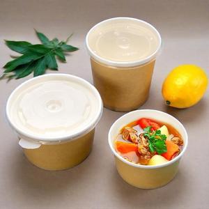 Prix de gros Bol à soupe en papier jetable de qualité alimentaire Récipient alimentaire kraft à emporter avec couvercle pour bouillie - Product Image 6