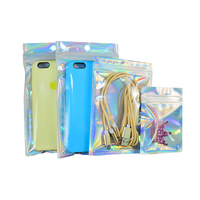 Pochette holographique transparente refermable anti-odeur avec logo personnalisé, sacs en mylar holographiques