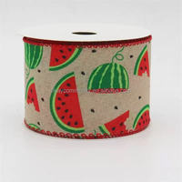 Ruban filé OKAY Pastèque 2,5 pouces, ruban coloré à bord filé pour l'été, idéal pour les créations DIY, couronnes, nœuds, emballages floraux et boîtes cadeaux