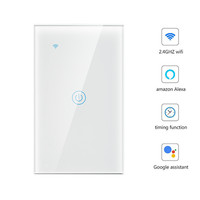 Interrupteur mural intelligent Wi-Fi Mvava CE RoHS US Mexique Brésil 1/2/3/4 gangs avec panneau en cristal, compatible Tuya Alexa