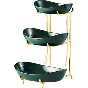 Light luxury ceramic fruit plate double-layer three-layer plate room household fruit plate Storage Holders & Racks