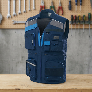 Chaleco de Trabajo Multibolsillos de Taslan con Panel de Malla Bicolor |   Marca Coreana MARK MK-473 OEM/ODM - Product Image 2
