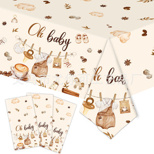 Nappe jetable, assiettes en carton, serviettes et couverts à thème café pour fête d'enfants, décorations d'anniversaire pour enfants - Product Image 5