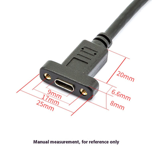10Gbps PD 4K USB-<span class=keywords><strong>C</strong></span> USB 3.1 Type <span class=keywords><strong>C</strong></span> <span class=keywords><strong>C</strong></span>âble de données d'extension mâle à femelle à angle droit à 90 degrés avec trou de vis de montage sur panneau - Product Image 2