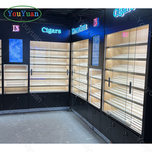 スモークショップディスプレイ棚ガラスケースシダー木製シガーディスプレイキャビネットヒュミドールLedシガールーム - Product Image 3