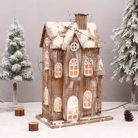 Cabane en bois lumineuse de grande taille en bois naturel, décoration de Noël festive pour l'aménagement de scènes dans les hôtels et centres commerciaux