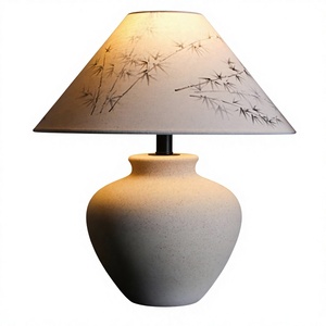 새로운 중국풍 빈티지 와비사비 세라믹 <span class=keywords><strong>LED</strong></span> 유선 테이블 램프 푸시 버튼 스위치 E27 전구 베이스 침실 거실 다실용 - Product Image 1