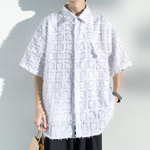 <span class=keywords><strong>Camicia</strong></span> da <span class=keywords><strong>uomo</strong></span> a mezza manica corta estiva a maniche corte in cotone scozzese spazzolato - Product Image 5