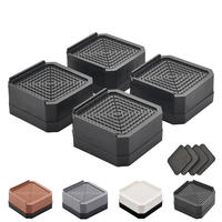 Pieds de meubles en plastique antidérapants réglables et robustes pour canapés-lits, design rectangulaire noir, durables et écologiques